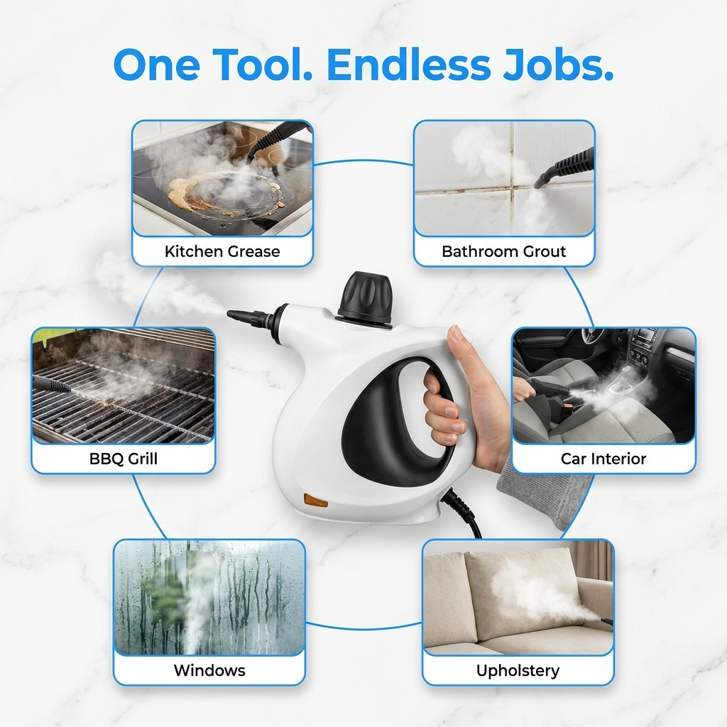 Use cases - kitchen, bathroom, car, upholstery, windows, BBQ