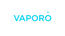 Vaporo logo — neon blue, transparent (option 1)